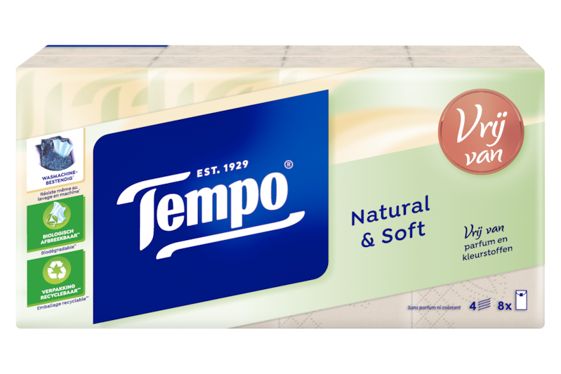 Tempo Natural & Soft zakdoekjes