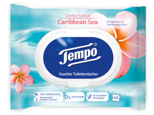 Tempo feuchte Toilettentücher limitierte Edition - Caribbean Sea