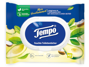 Tempo feuchte Toilettentücher "Mein Verwöhnmoment - Avocado & Shea Butter"