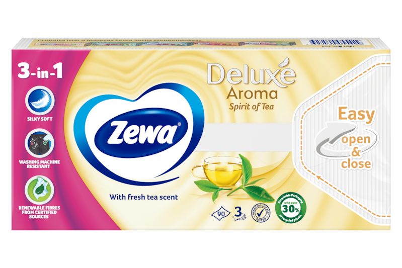Slider main image for Zewa Deluxe Aroma Spirit of Tea papír zsebkendő csomag 1