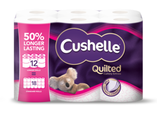 Cushelle Quilted 50% Longer Lasting Toilet Tissue