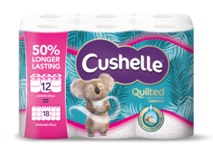 Cushelle Quilted Coconut 50% Longer Lasting Toilet Tissue