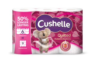 Cushelle Quilted Raspberry & Rhubarb 50% Longer Lasting Toilet Tissue