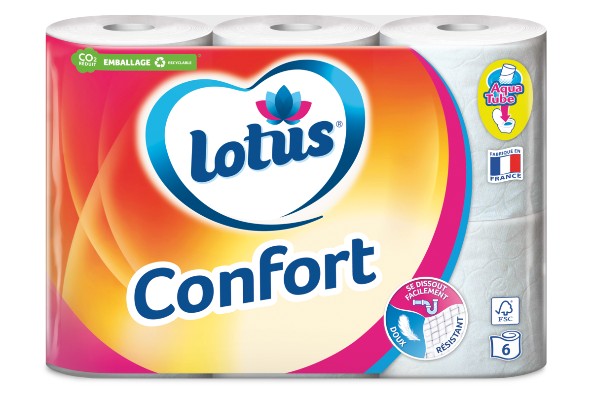 48, 96 ou 144 rouleaux de papiers toilette Lotus confort