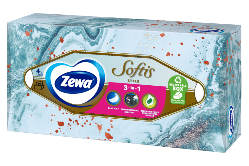 Slider main image for Zewa Softis Style dobozos papír zsebkendő 4
