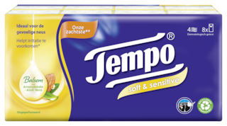 Tempo soft & sensitive zakdoekjes 8x9
