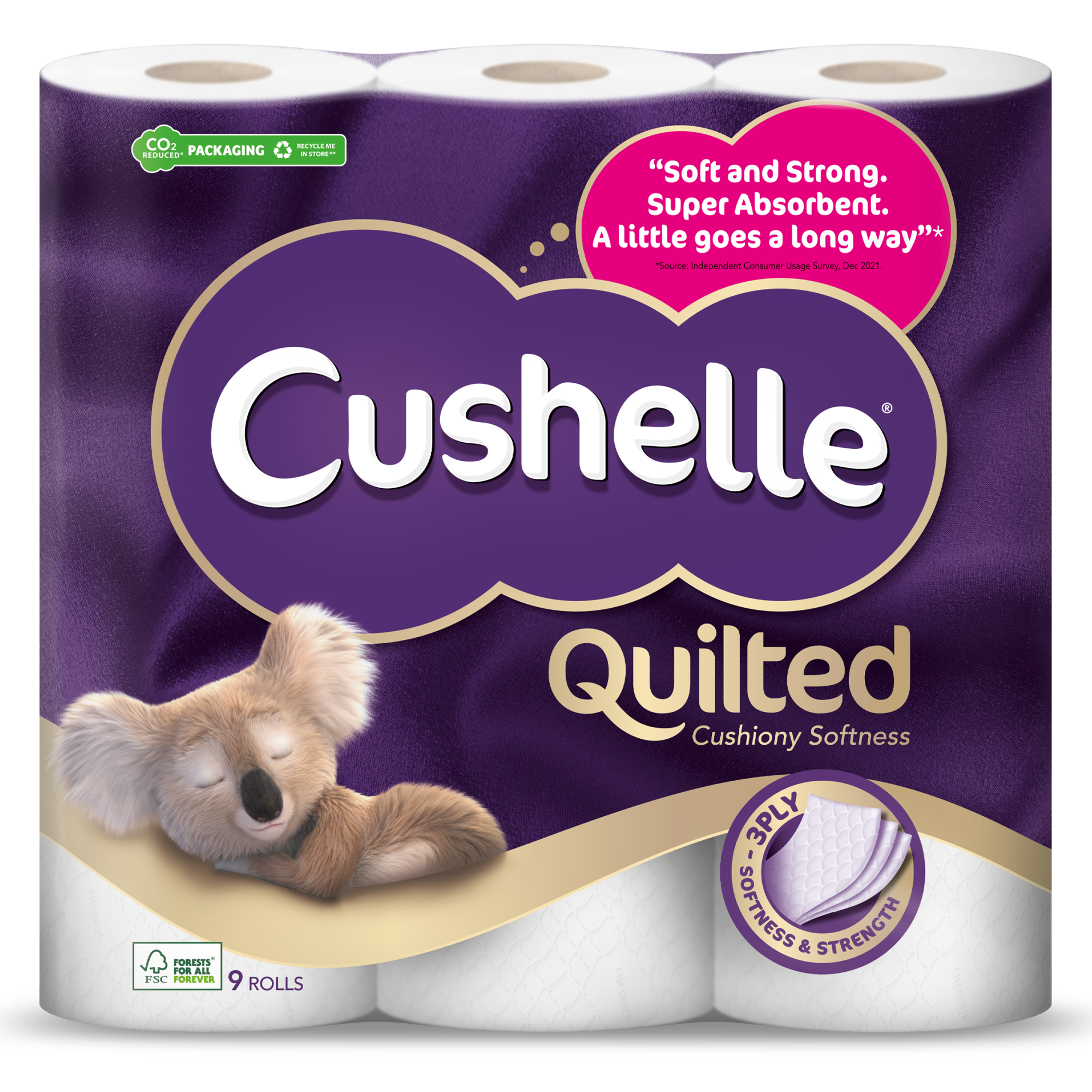 Cusheen AloeVera 60 Toilet Tissue Rolls 3 Ply Luxury Quilt Bathroom Strong Paper 