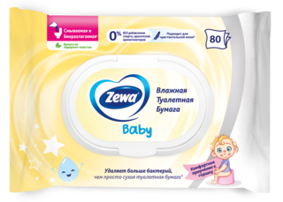 Zewa Туалетний папір вологий Baby moist 80 шт