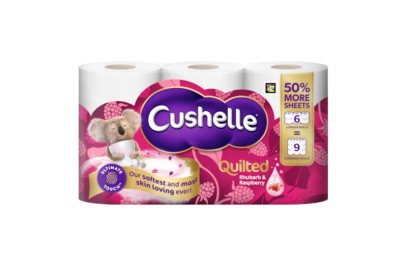 Cushelle Quilted Rhubarb & Raspberry Toilet Roll 50% More Sheets