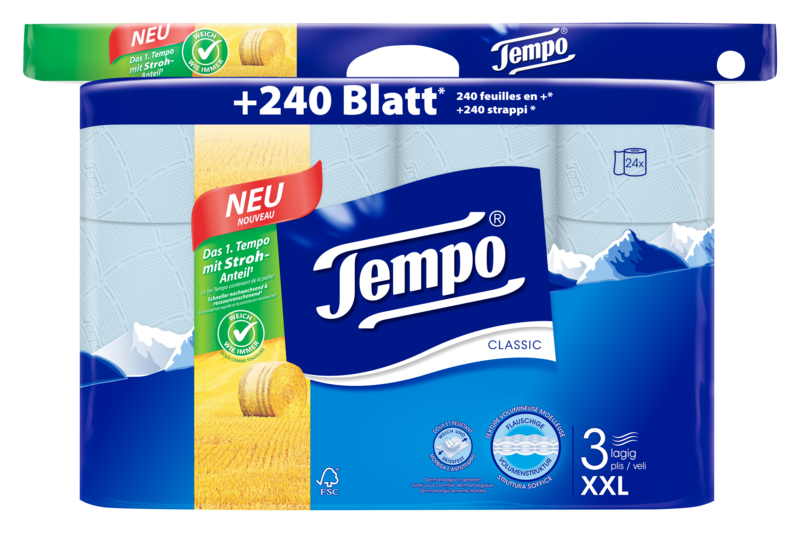 Tempo WC Papier Classic blau 3 lagig