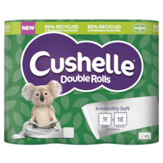 Cushelle Double Rolls in 85% Recycled and Renewable Packaging