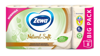Zewa Туалетная бумага Natural Soft, 4 слоя
