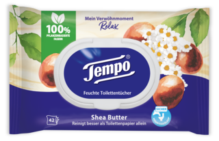 Tempo Feuchte Toilettentücher "Mein Verwöhnmoment" - Avocado & Shea Butter