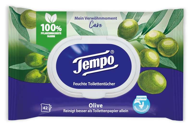 Tempo Feuchte Toilettentücher "Mein Verwöhnmoment" - Olive