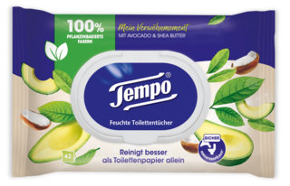 Tempo Feuchte Toilettentücher "Mein Verwöhnmoment" - Avocado & Shea Butter