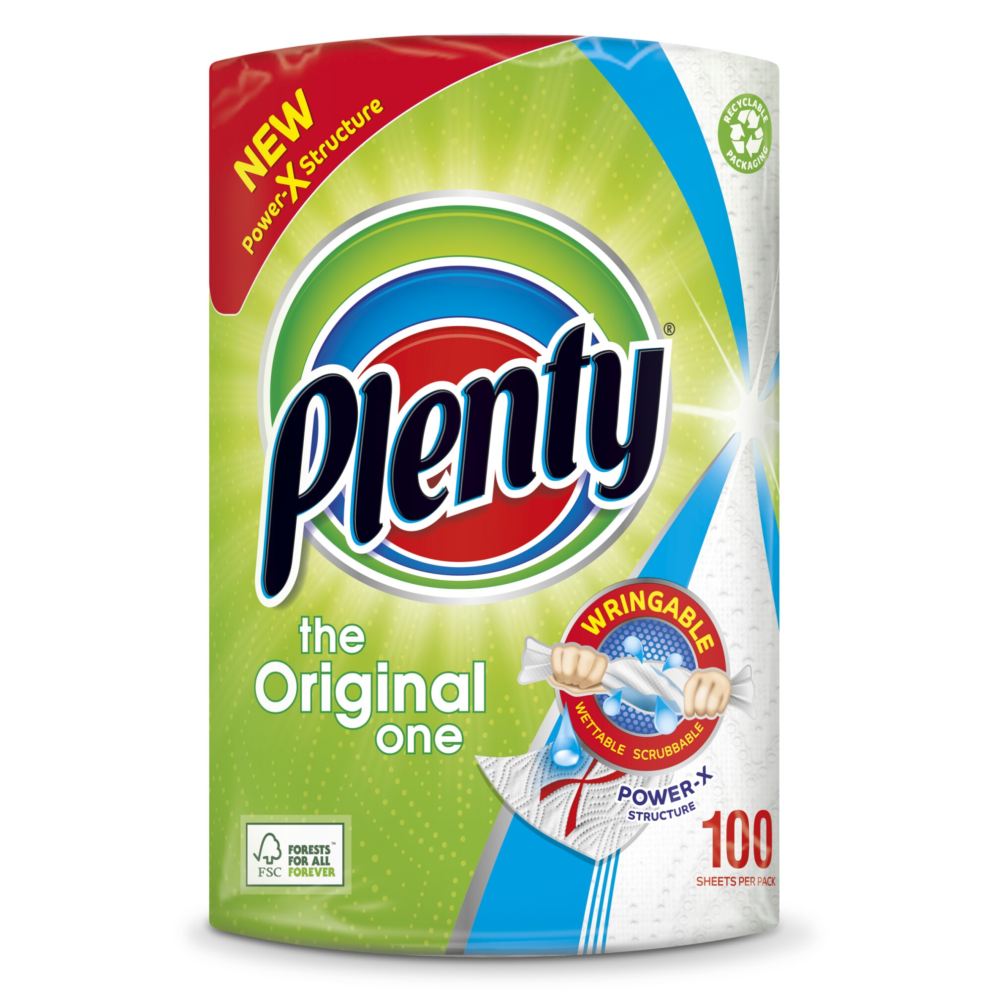 8 x Plenty Kitchen RollThe Original One100 2 ply Sheets Paper Towels 