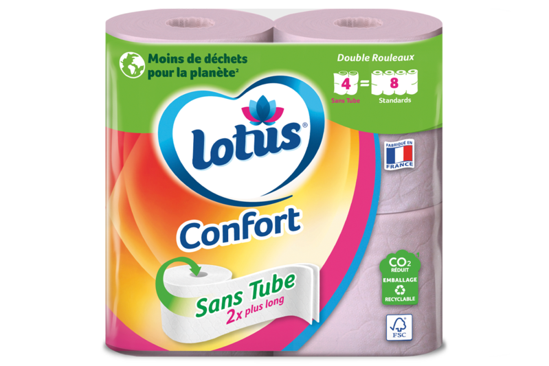 LOT DE 10 - LOTUS Confort - Papier toilette blanc Sans Tube - 6