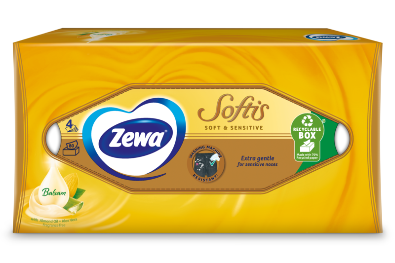 Zewa Softis Soft & Sensitive dobozos papír zsebkendő