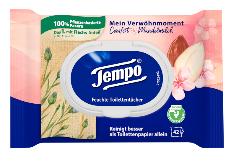 Tempo Feuchte Toilettentücher "Mein Verwöhnmoment" - Comfort - Mandelmilch