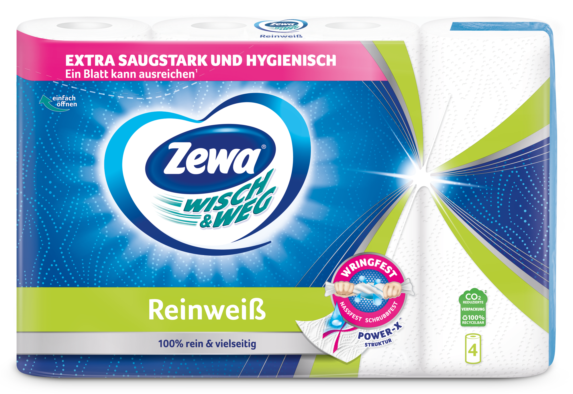 48 Stück Zewa Wisch&Weg Reinweiss Küchenrolle Mit Power-X-Struktur 