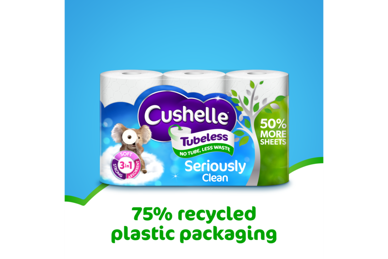 Slider main image for Cushelle Seriously Clean Tubeless Toilet Roll 6 Rolls 50% More Sheets 8