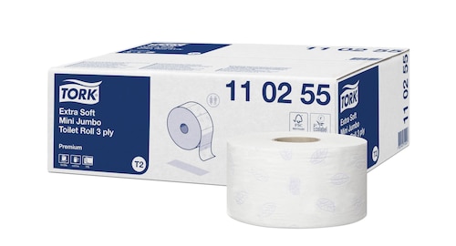 Rolă de hârtie igienică obișnuită Tork Extra Soft Mini Jumbo Premium - 3 straturi