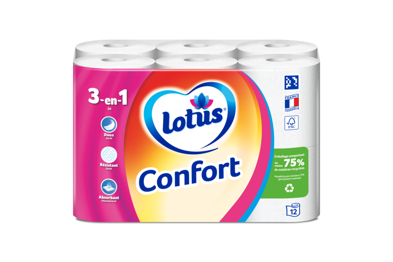 Lotus Papier Toilette Confort 3-en-1 Blanc