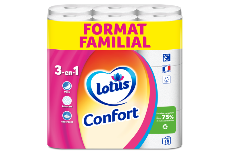 Lotus Papier Toilette Confort 3-en-1 Blanc