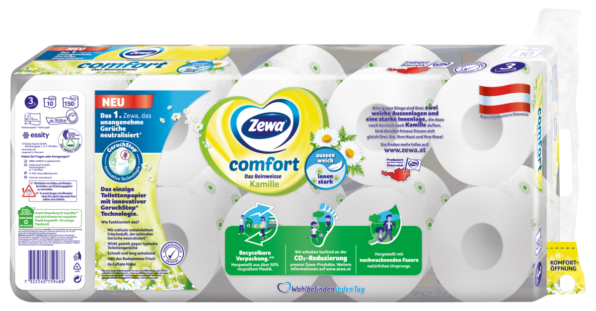 Zewa comfort Das Reinweisse Kamille mit GeruchStop - Zewa