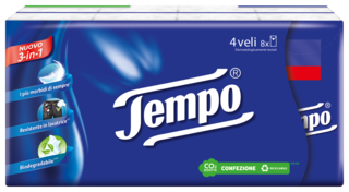 Tempo Fazzoletti 3-in-1: morbidi, resistenti in lavatrice e biodegradabili