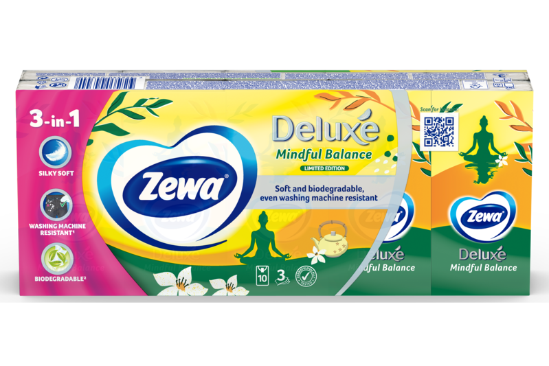 Slider main image for Zewa Deluxe Mindful Balance papír zsebkendő 1