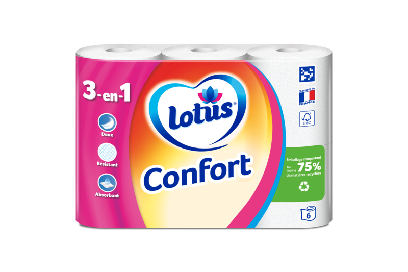 Lotus Papier Toilette Confort 3-en-1 Blanc