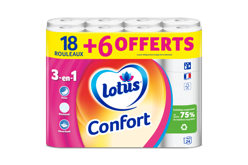 Lotus Papier Toilette Confort 3-en-1 Blanc