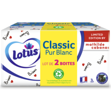 Lotus Boîte mouchoirs Classic Pur Blanc 
Edition Limitée Mathilde Cabanas