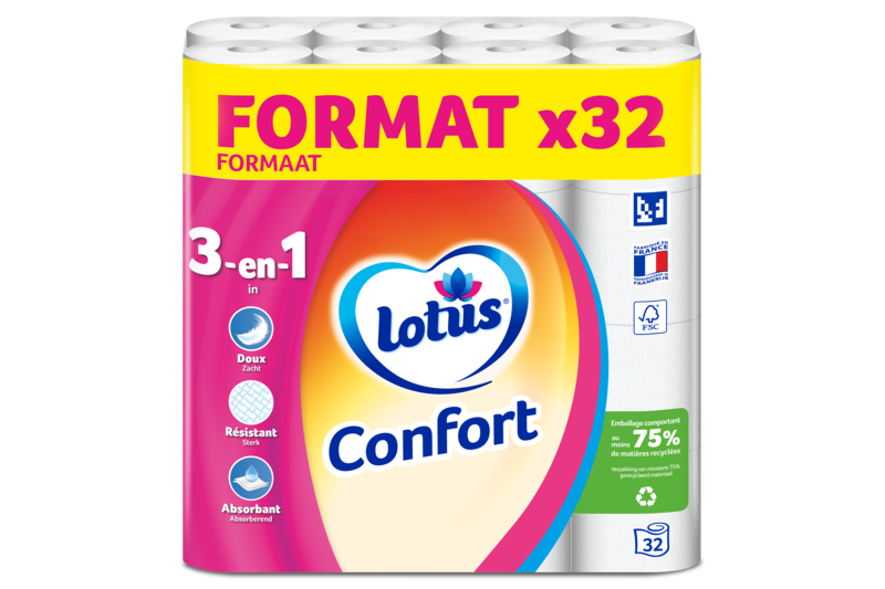Lotus Papier Toilette Confort 3-en-1 Blanc