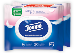 Tempo Feuchte Toilettentücher "sanft&pur"