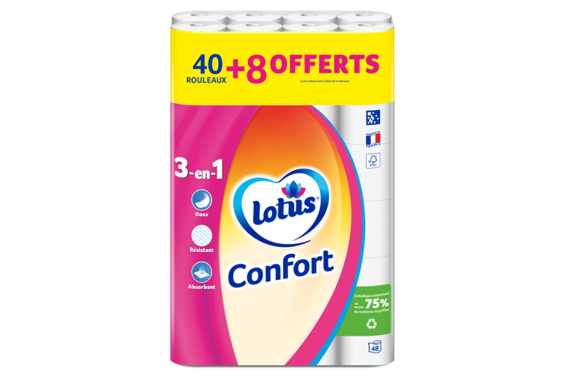 Lotus Papier Toilette Confort 3-en-1 Blanc