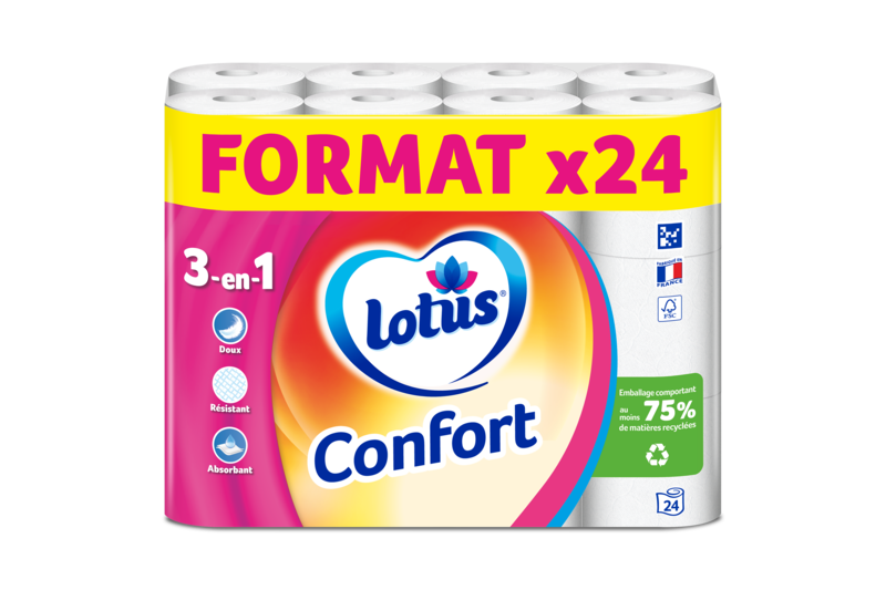 Lotus Papier Toilette Confort 3-en-1 Blanc