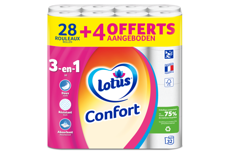 Lotus Papier Toilette Confort 3-en-1 Blanc
