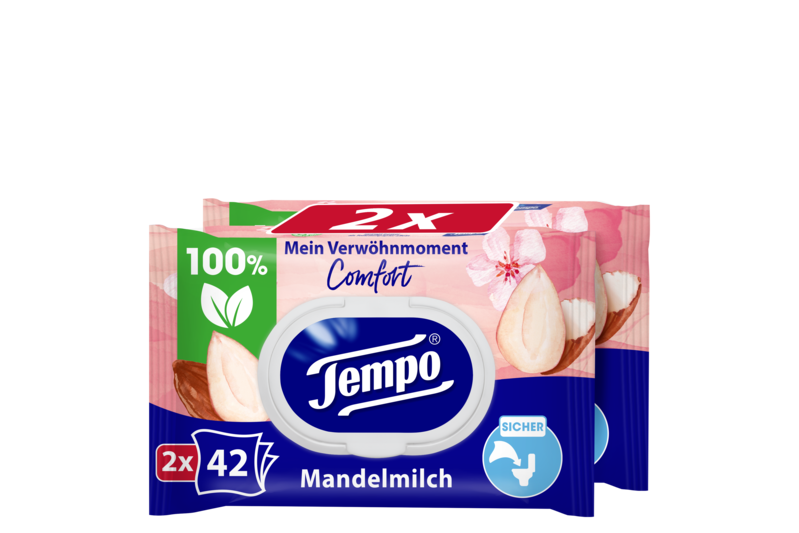 Tempo Feuchte Toilettentücher "Mein Verwöhnmoment" - Mandelmilch & Panthenol