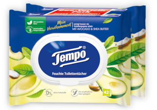 Tempo feuchte Toilettentücher "Mein Verwöhnmoment - Avocado & Shea Butter"