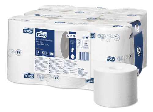 Tork hârtie igienică rolă fără tub Extra Soft Premium, dimensiune medie - 3 straturi