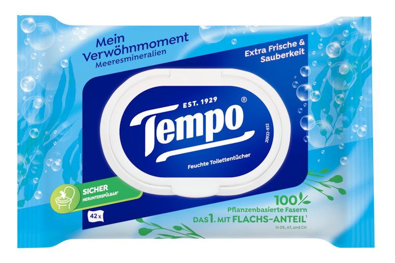 Tempo Feuchte Toilettentücher "Mein Verwöhnmoment" - Meeresmineralien