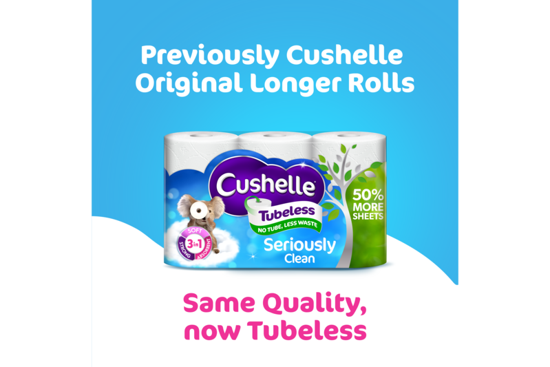 Slider main image for Cushelle Seriously Clean Tubeless Toilet Roll 6 Rolls 50% More Sheets 3