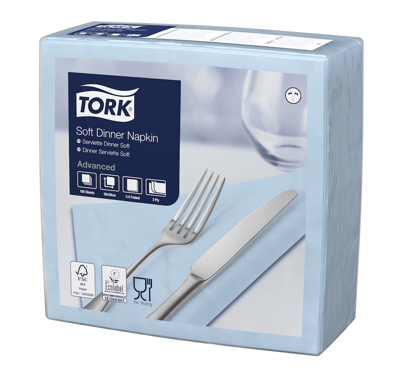 Tork șervețele de masă Dinner Soft albastru deschis