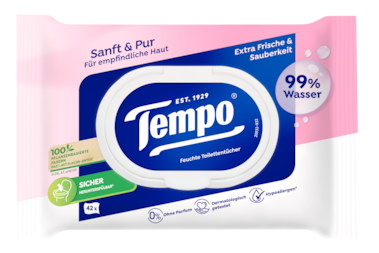 Innovation slider image for Tempo Feuchte Toilettentücher sanft&pur 1