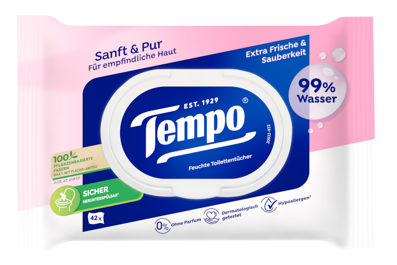 Slider main image for Tempo Feuchte Toilettentücher sanft&pur 1