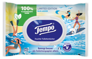 Tempo feuchte Toilettentücher limitierte Edition - Blue Lagoon