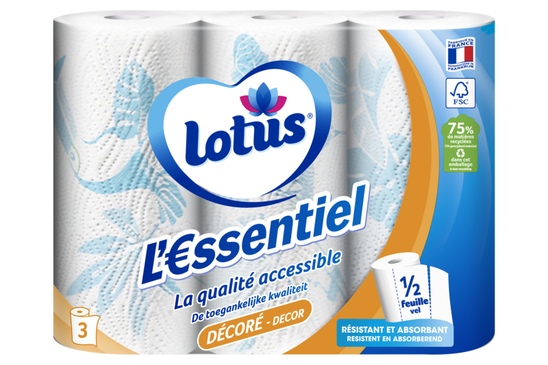 Slider main image for Lotus Essuie-tout L'€ssentiel Décoré demi-feuille 1